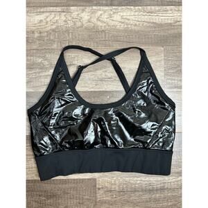 Heroine Sport Bra Size Small Black Shiny Workout Gym Rave Top Adjustable Straps